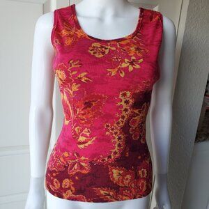 Y2K Beaded Floral Print Tank Top Size Medium